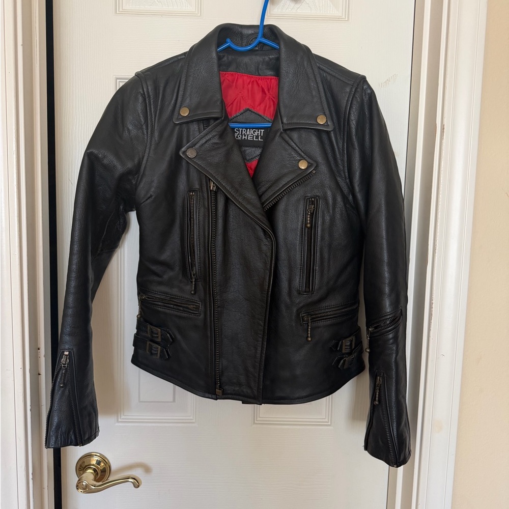 Women's Black Leather Biker Jacket